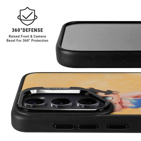 Betty Boop With Puppy Orange Background Galaxy S24 FE Kickstand Case